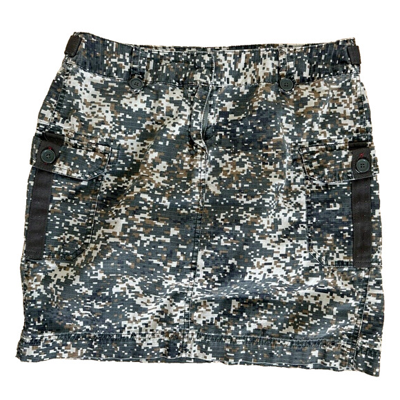 Camo Mini Skirt Utility Cargo Sz 8 Pockets Tan & Green Telluride Clothing Co - Picture 1 of 7
